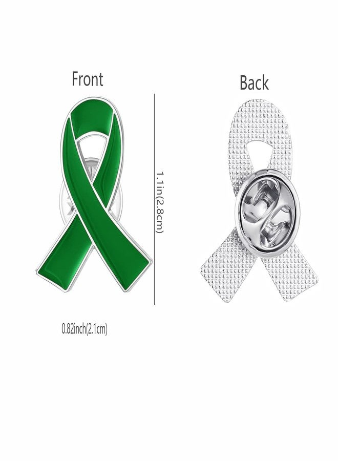 cogont 50PCS Green Awareness Ribbon Pins Mental Health Awareness Enamel Lapel Pin Green Ribbon Brooch Hope Pins - Image 2
